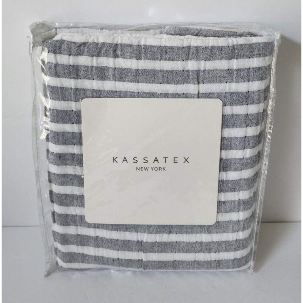 Kassatex New York Paridise Lumbar Pillow Cover Navy & White Striped 14 x 36 New